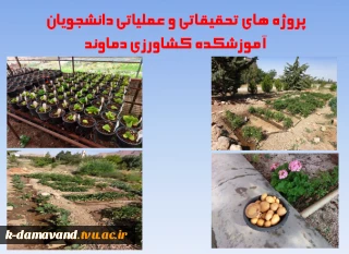 پروژه های تحقیقاتی و عملیاتی دانشجویان آموزشکده کشاورزی دماوند